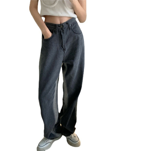Pantalón Denim Gris Degradado Cintura Alta Ancho Suelto - Image 6