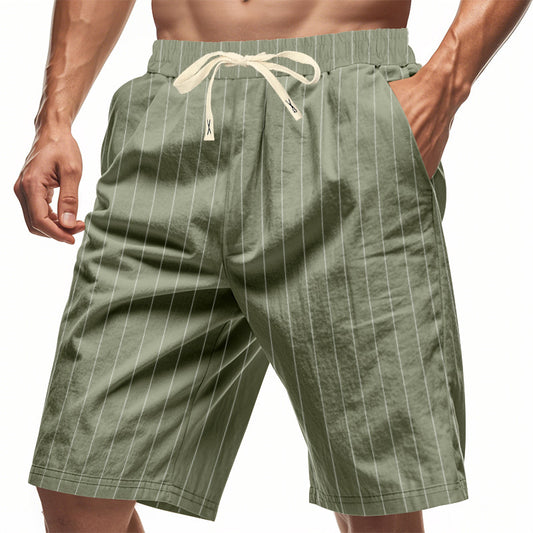 Shorts de Lino Holgados Transpirables Estilo Americano para Playa