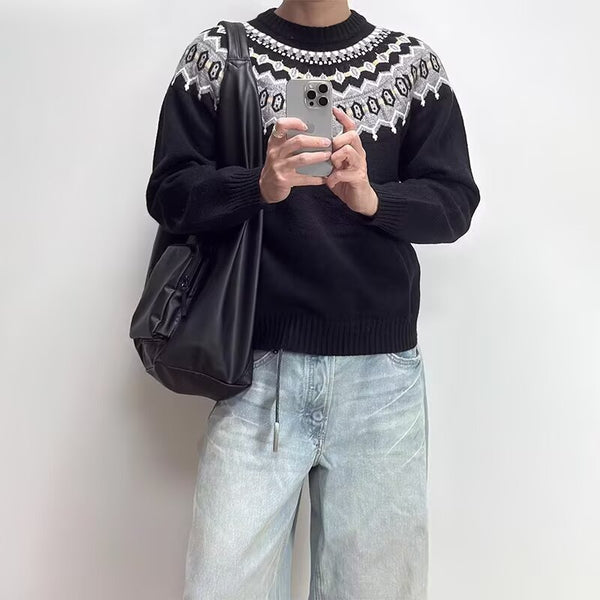 Suéter de Cuello V Relajado para Hombre - Colores Sólidos