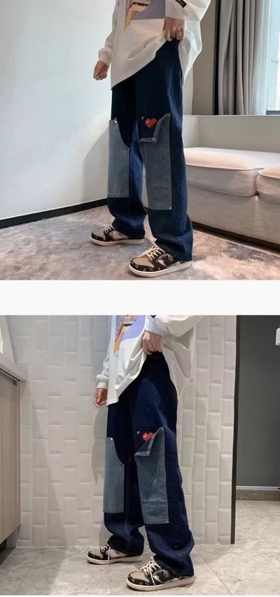 Jeans Vintage Americano con Parches para Hombre - Estilo Trendy - Image 15