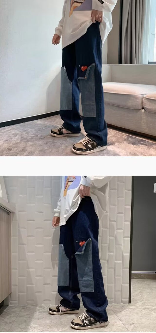Jeans Vintage Americano con Parches para Hombre - Estilo Trendy - Image 15