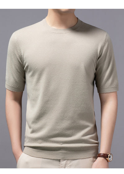 Camiseta Básica de Punto Cuello Redondo Manga Corta para Hombre - Image 16