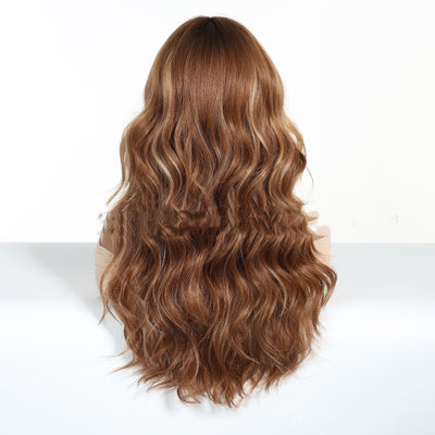 Peluca Larga Rizada con Mechas Castaño Claro - Cobertura Total - Image 5