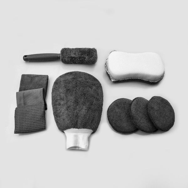Kit Completo de Limpieza Automotriz 9 Piezas: Paños, Esponjas y Cepillos