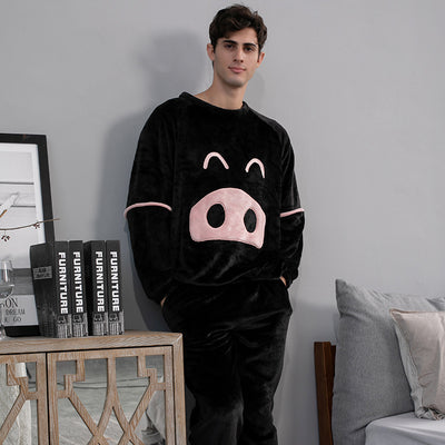 Pijama de Pareja en Franela con Diseño Cartoon Cuello Redondo - Image 13
