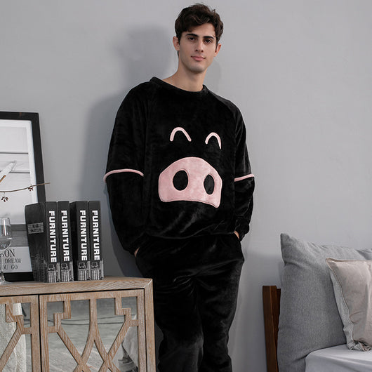 Pijama de Pareja en Franela con Diseño Cartoon Cuello Redondo - Image 13