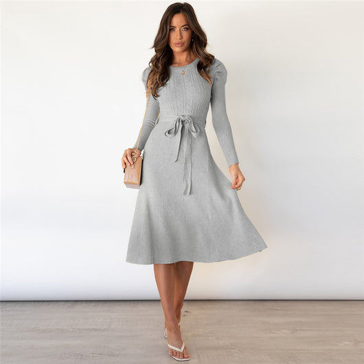 Vestido Base Suéter Largo Cintura Alta Elegante - Image 15