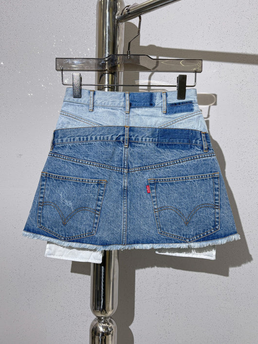 Falda Denim Corta Bicolor con Cintura Ajustable - Image 6