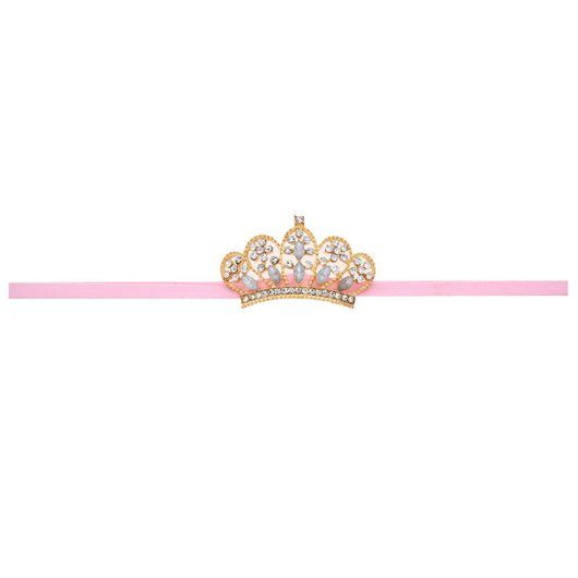 Diadema Elástica Fina con Corona de Cristales para Bebé - Image 3