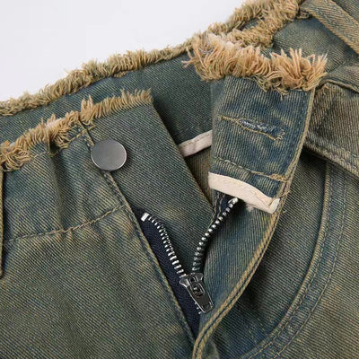 Jeans Sueltos Tiro Bajo Efecto Desgastado con Bolsillos y Costuras Decorativas - Image 18