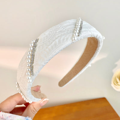 Bandas para Cabello y Cara con Perlas Mesh Floral Azul - Image 2