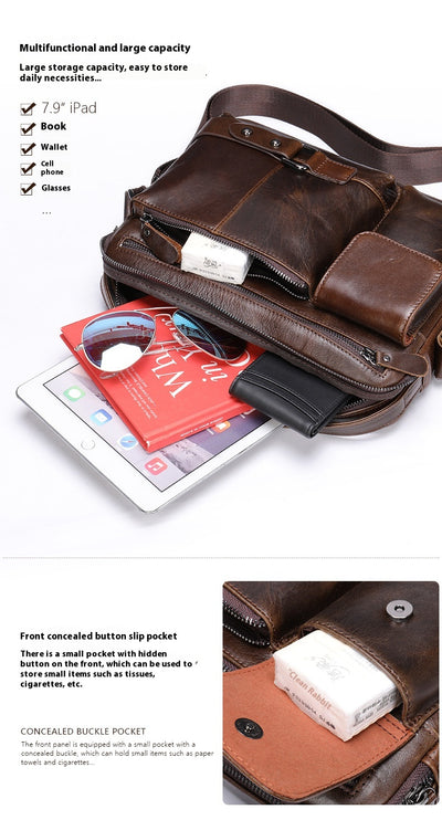 Bolsa Mensajera de Cuero Genuino con Acabado Encerado para Hombre - Image 19