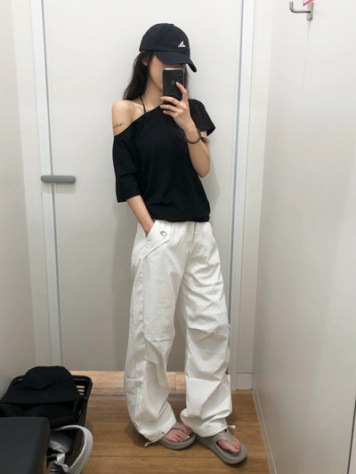 Blusa Casual Hombros Descubiertos con Mangas Cortas - Image 8