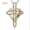Cross Love Colorful Imitatio Gemstone Pendant Alloy Clavicle Chain Cross love 2PCS