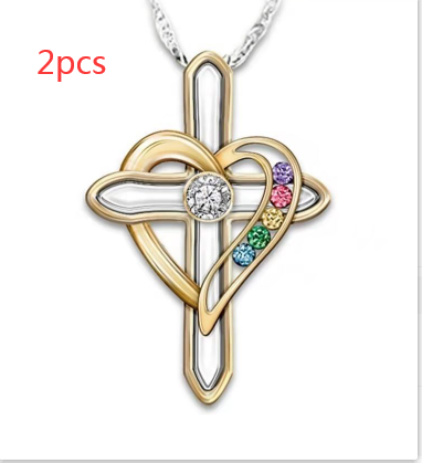 Collar Cruz de Amor con Gemas de Colores - Image 6