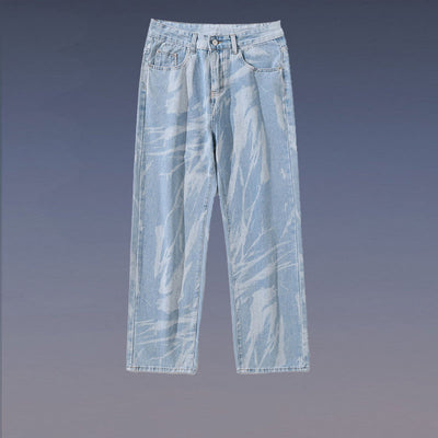 Jeans Rectos Oversize Tie Dye Lavado Desgastado para Hombre - Image 16