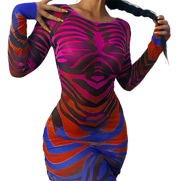 Vestido Largo de Gasa Transpirable con Cuello Redondo y Ajuste Entallado