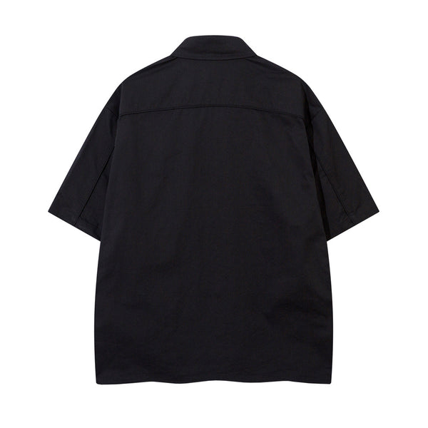Camisa Suelta de Manga Corta para Hombre en Tono Oscuro