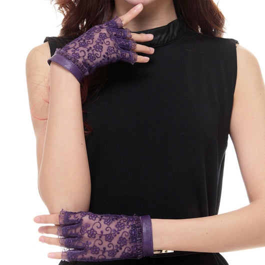 Guantes de Cuero con Encaje - Dedos Abiertos - Image 5