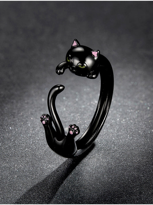 Anillo de Gato Negro con Baño de Electroplata en Plata Esterlina - Image 2