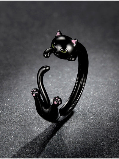 Anillo de Gato Negro con Baño de Electroplata en Plata Esterlina - Image 2