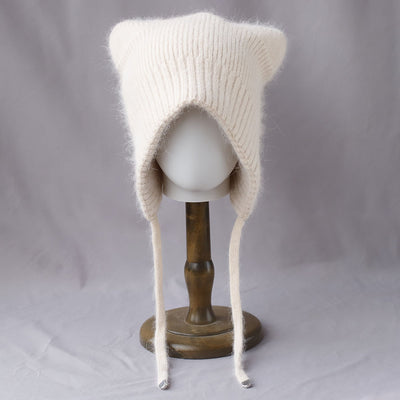 Gorro Tejido Cálido con Orejas de Gato - Pelaje de Conejo Suave - Image 8