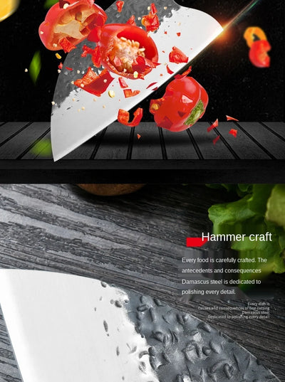 Cuchillo de Chef Forjado a Mano con Hoja Martillada de Acero - Image 12