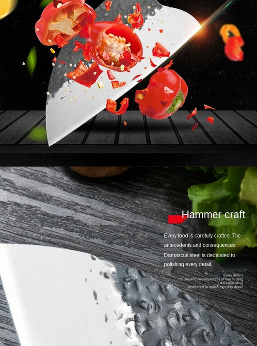 Cuchillo de Chef Forjado a Mano con Hoja Martillada de Acero - Image 12