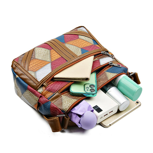 Bolso Bandolera Multicolor con Diseño de Parches Geométricos - Image 5