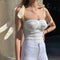 Blusa Asimétrica Elegante con Cordones y Tejido Chifón