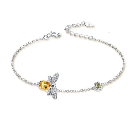 Pulsera de Citrino Natural con Peridoto e Incrustaciones de Abeja - Image 11
