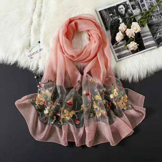 Pañuelo de Seda Bordado Elegante y Versátil para Mujer - Image 9