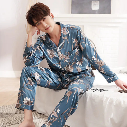 Pijamas de Seda para Parejas - Manga Larga Fresca y Cómoda - Image 5
