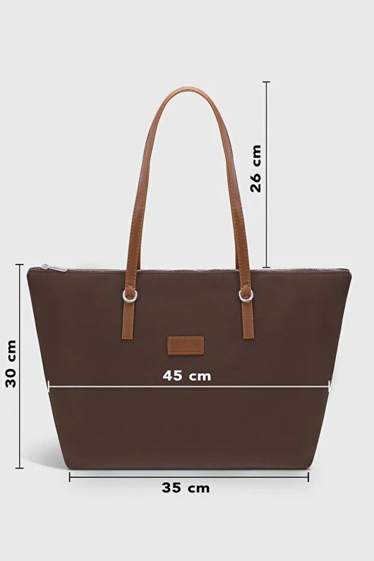 Bolso Shopper Marrón Grande Impermeable para Mujer - Image 4