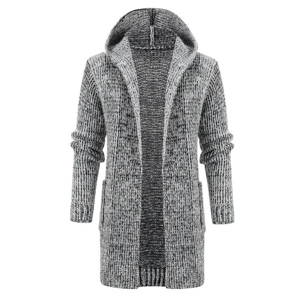 Cardigan Largo con Capucha y Botones de Cuerno