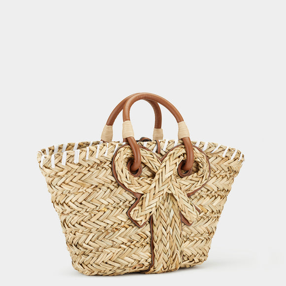 Bolsa Cesta Tejida con Moño Elegante para Mujer
