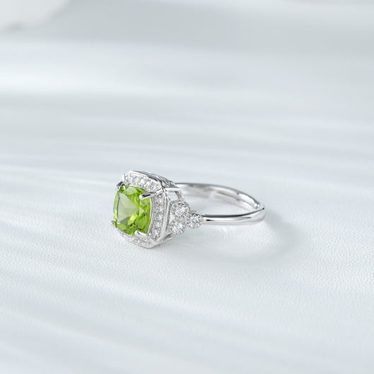 Anillo de Plata Peridoto Verde Elegante Temperamento S925 - Image 2
