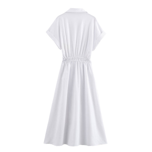 Vestido Camisero Midi de Lino Mezclado - Diseño Suelto y Versátil para Mujer - Image 2