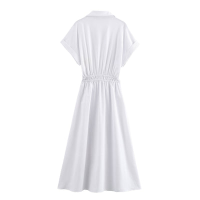 Vestido Camisero Midi de Lino Mezclado - Diseño Suelto y Versátil para Mujer - Image 2