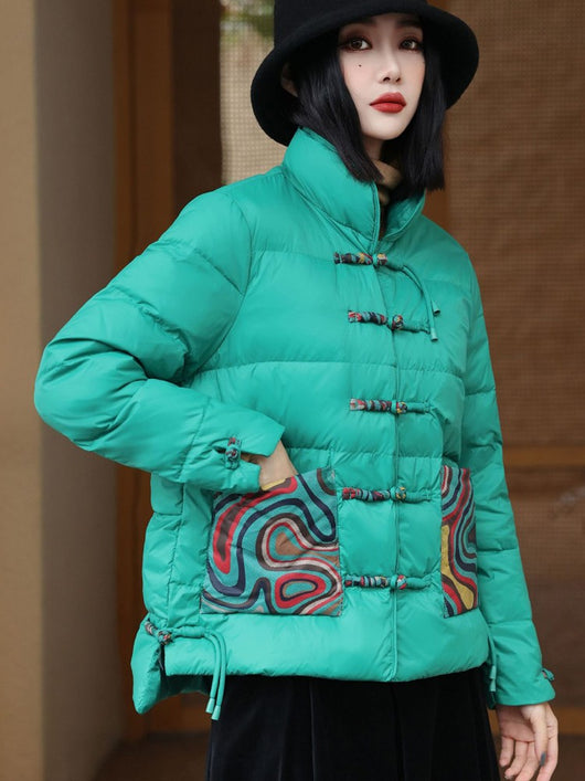 Chaqueta Acolchada Retro Estilo Chino con Cuello Alto para Mujer - Image 10