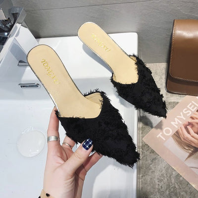 Pantuflas Stiletto de Gamuza Coreanas para Mujer - Image 3