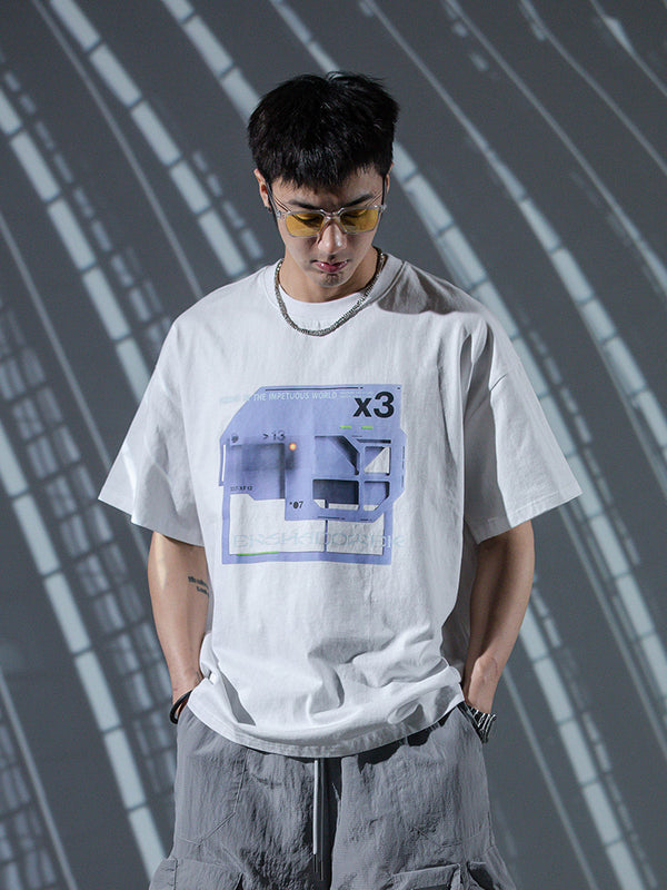 Camiseta Estampada de Algodón con Manga Corta