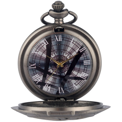 Reloj de Bolsillo Vintage Hueco con Temática de Motocicleta y Ojo Antiguo - Image 5