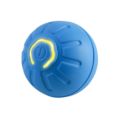 Blue smart pet toy ball with a glowing yellow power button, an electronic interactive toy for dogs and cats. - Image 13