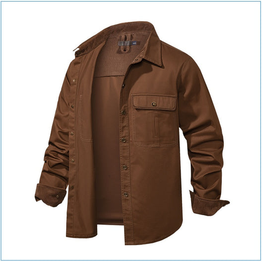 Camisa Polo de Manga Larga Algodón Lavado Tallas Grandes Hombre Color Sólido - Image 15
