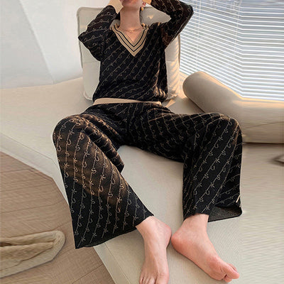 Conjunto de Pantalón Ancho y Suéter Tejido Jacquard para Mujer