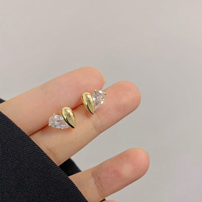 Aretes de Plata Asimétricos Diseño Amor Francés Elegancia Moderna - Image 14