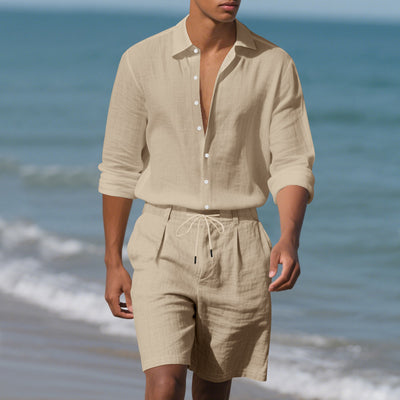 Conjunto de Playa: Camisa Manga Larga y Shorts Casuales - Image 45