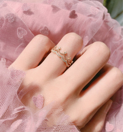 Anillo de Oro Rosa 18K con Diamantes - Diseño Corona para Mujer - Image 10