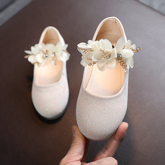 Zapatillas de Danza Infantil con Cristales y Flores - Diseño Elegante de Una Capa - Image 8
